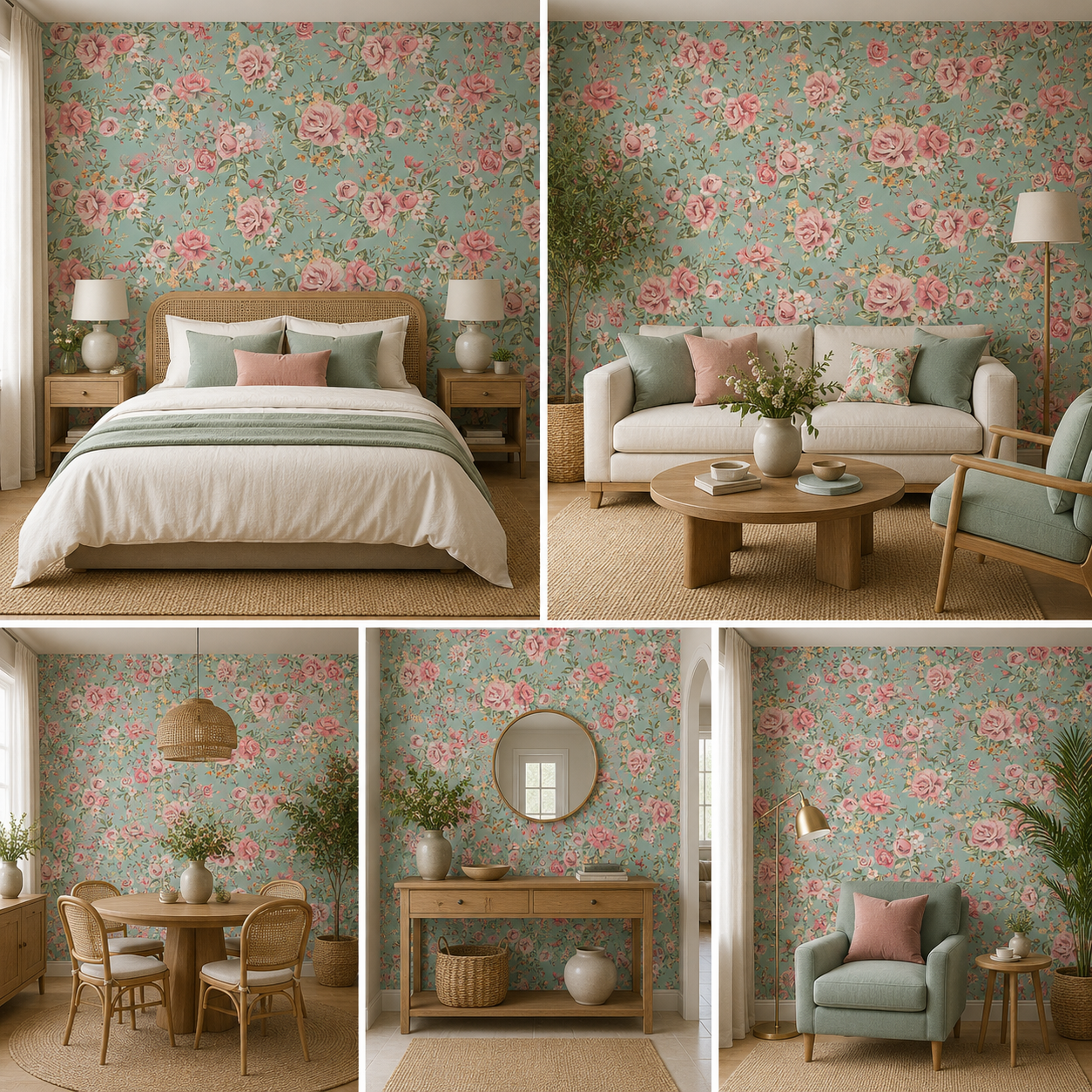 Floral Art Wallpaper for Living Room Self Adhesive
