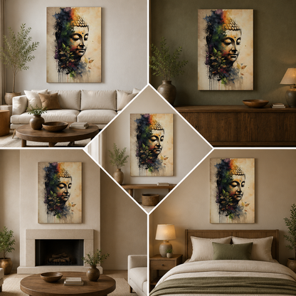Abstract Buddha Portrait Wall Painting | Artistic Spiritual Canvas Art for Modern Home Decor