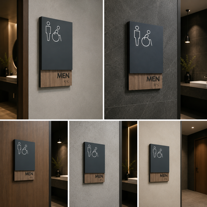 Accessible Men Restroom Sign Board with Braille | Wheelchair Friendly Washroom Signage for Commercial Spaces