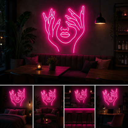 Aesthetic Face Neon Sign Board – Custom Neon Light Wall Decor (20 By 20 Inches)
