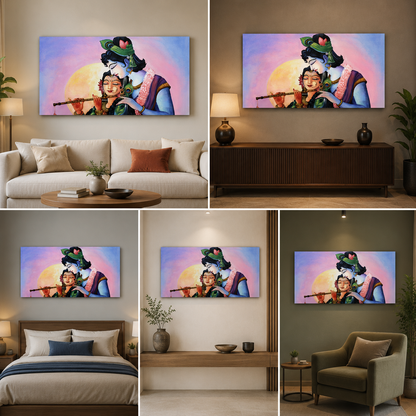 Radha Krishna Wall Painting Frame for Living Room Wall Decor