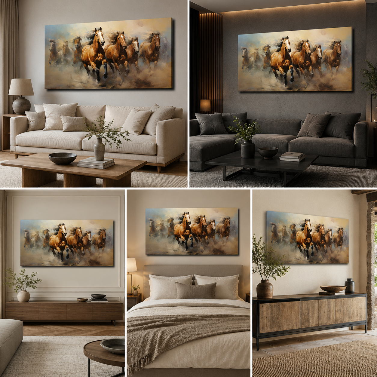 Seven Running Horses Painting | Vastu Canvas Painting