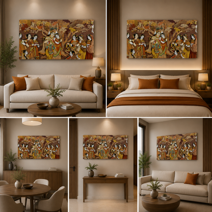 Madhubani Radha Krishna Wall Painting Frame for Living Room