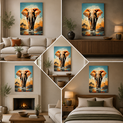 Majestic Elephant Wall Painting | Wildlife Canvas Art for Modern Home Decor