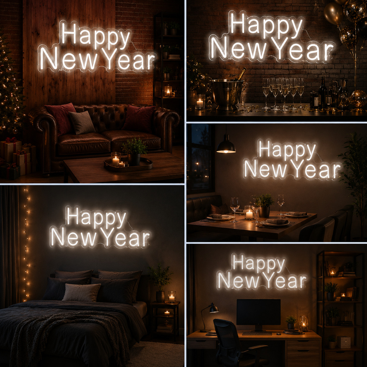 Happy New Year Neon Sign Board | LED Party Neon Light Wall Decor