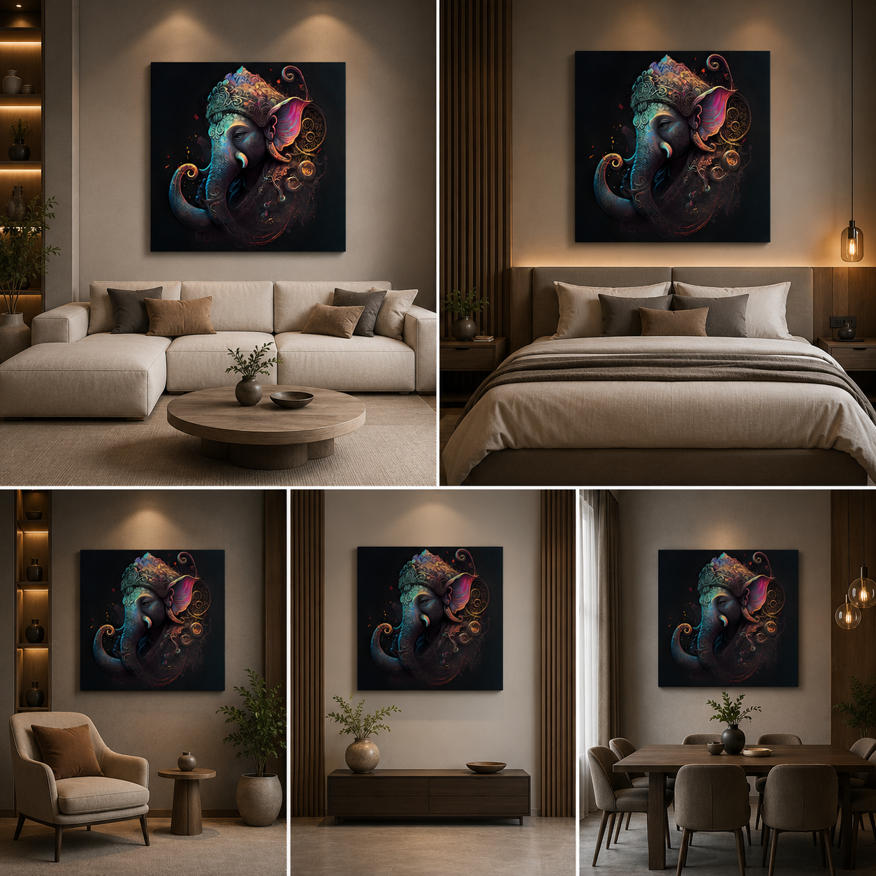 Canvas Painting Wall Frame | Modern Spiritual Lord Ganesha Portrait | Modern Wall Art Decors