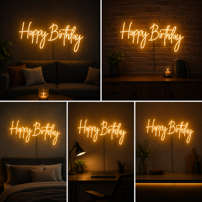Happy Birthday Neon Sign LED Wall Light Big Size Party & Event Decor (20 By 18 Inches)