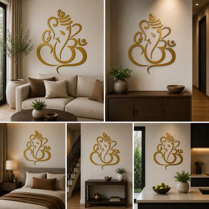 Lord Ganpati Ji wall Decor Peel and Stick Acrylic Wall Decor (24x18 In)