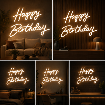 Happy Birthday Neon Sign Board LED Wall Light Big Size Party Decor