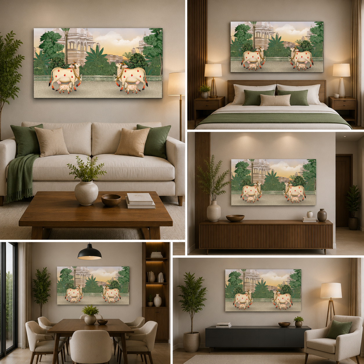 Rajasthani Pichwai Cow Art Painting for Living Room Decor