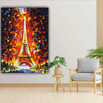 Handmade Canvas Painting Abstract Eiffel Tower Wall Art Painting Frame for Living Room