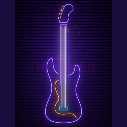 Electric guitar neon sign board purple neon light music wall decor