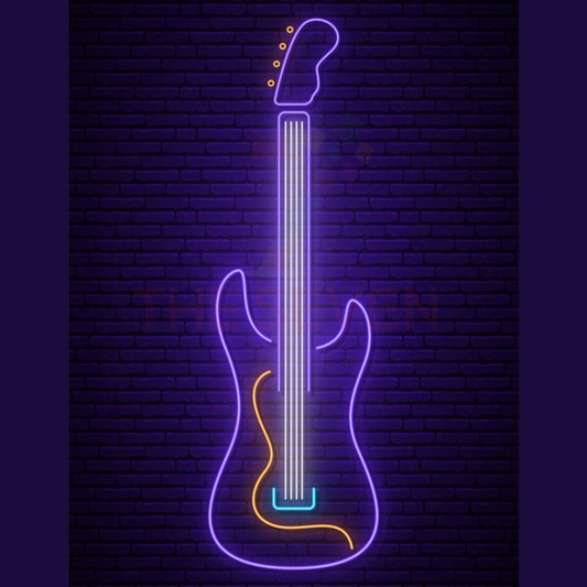 Electric guitar neon sign board purple neon light music wall decor