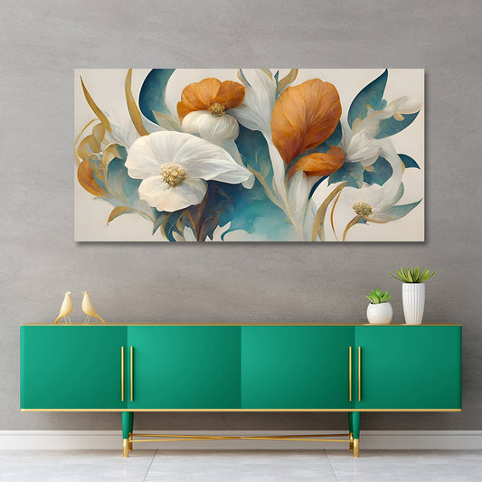 elegant floral canvas painting frame white orange flowers painting on canvas wall decor for living room
