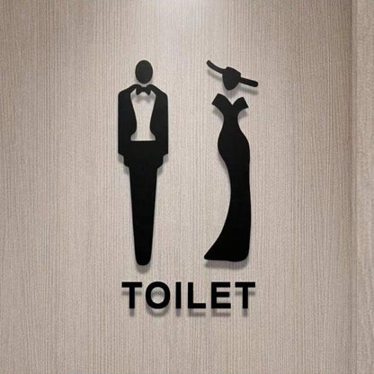 Elegant formal restroom wall sign with stylish icons
