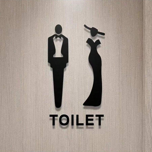 Elegant formal restroom wall sign with stylish icons
