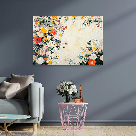elegant vintage floral canvas wall painting pastel flower artwork aesthetic wall decor for living room