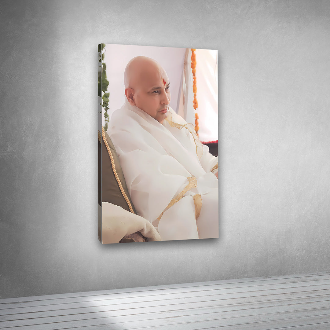 elegant religious canvas painting frame guru portrait soft tone wall decor