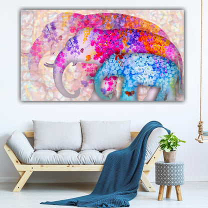 Handmade Canvas Painting An Elephant Family Wall Art Painting Frame for Wall Decoration