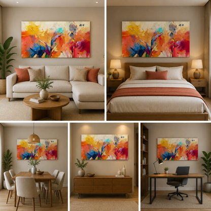 Colourful Abstract Wall Art Painting Frame for Living Room (48x24 In)