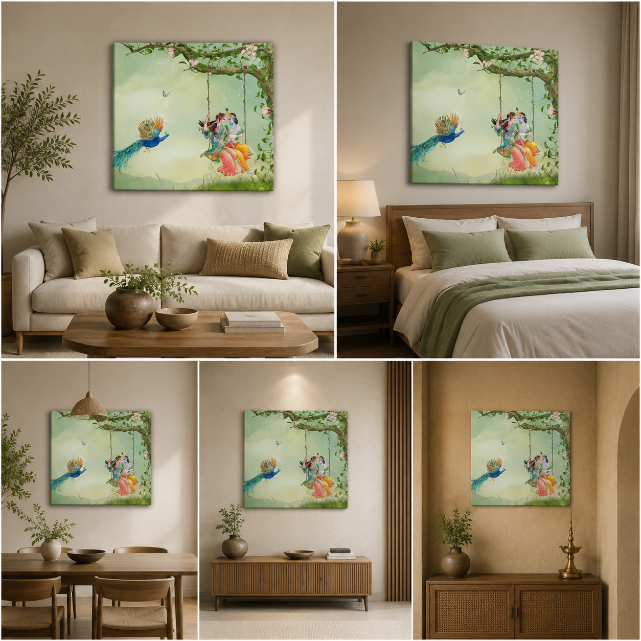 Radha Krishna Wall Painting Frame Canvas for decor