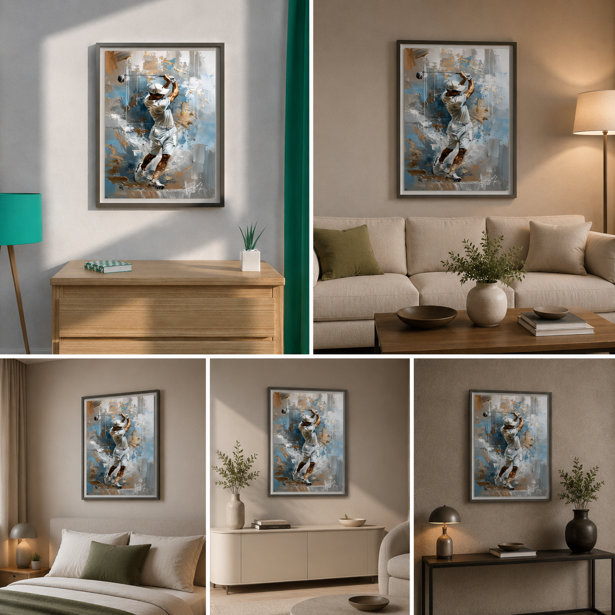 Golf Player Canvas Painting Frame | Modern Sports Wall Art for Living Room | Abstract Athlete Wall Decor (24 By 36) In