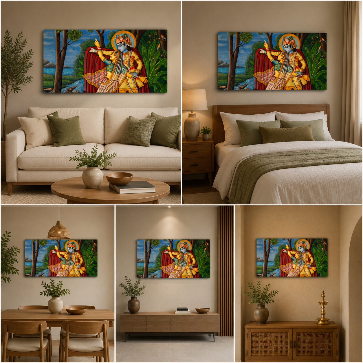Radha Krishna Madhubani Wall Painting Frame for Home Decor