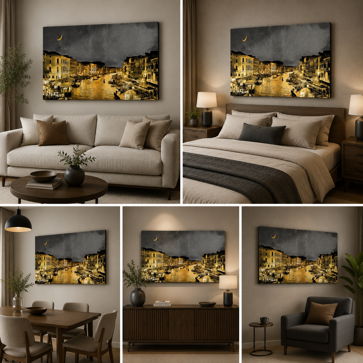 Venice City Night View Frame for Wall Decor