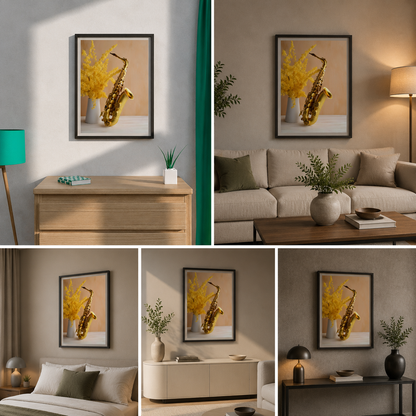 Still life with musical instrument for Wall Decor living room (24 By 36) Inches