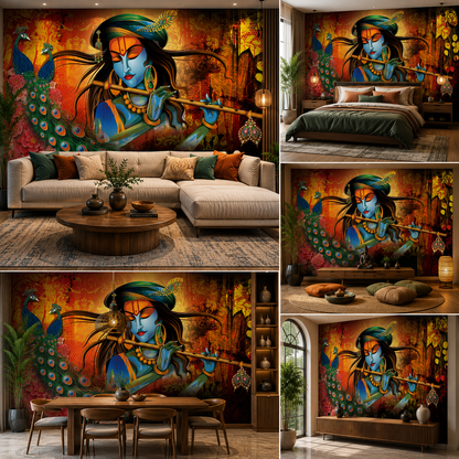 Lord Krishna Wallpaper | Peel & Stick Premium Wallpaper