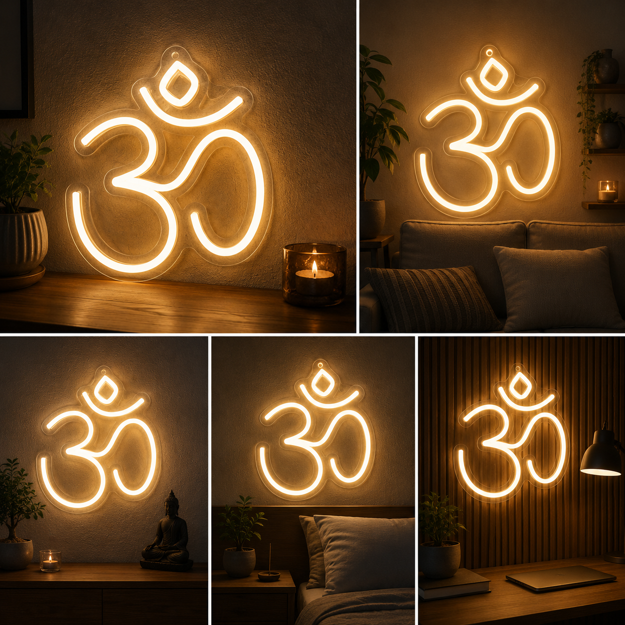 Om Neon Sign Board | Custom Neon Light Signs | Customised Neon Light Name Plate Spiritual Wall Decor (12x12 In)