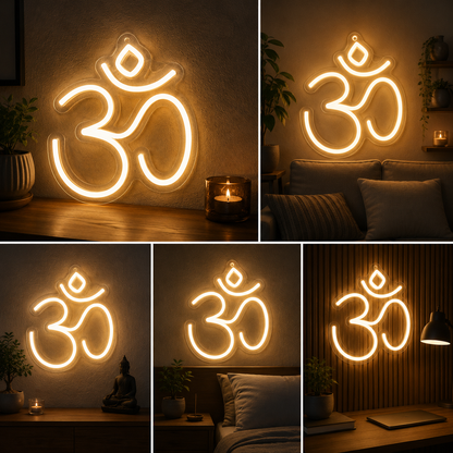 Om Neon Sign Board | Custom Neon Light Signs | Customised Neon Light Name Plate Spiritual Wall Decor (12x12 In)