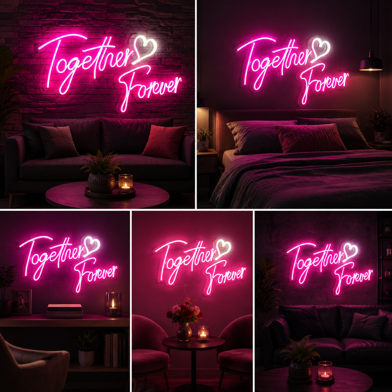 Together Forever Neon Sign Board | Custom Neon Light Signs | Customised Neon Light Name Plate Romantic Wall Decor