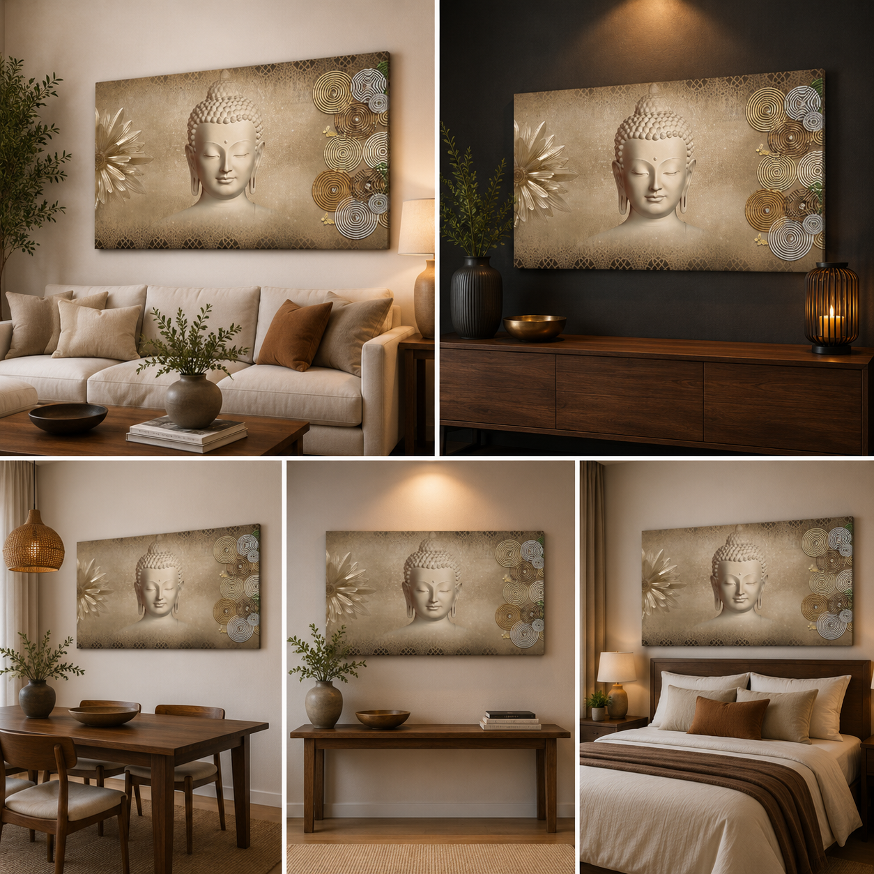 Elegant Buddha Canvas Wall Painting for Peaceful Luxury Home Decor