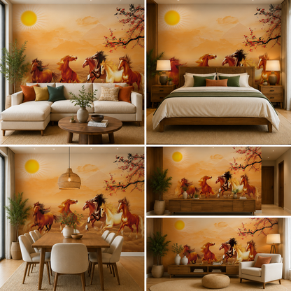 Running Horses Hd Self Adhesive Wallpapers Just Peel and Stick