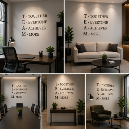 TEAM Motivational Wall Quote | Together Everyone Achieves More Office Wall Decor | Corporate Typography Wall Art