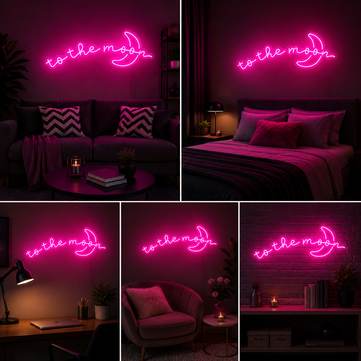 To The Moon Neon Sign Board | Custom Neon Light Moon Wall Decor
