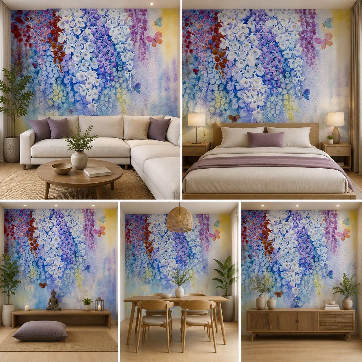 Premium Floral Wallpaper for Living Room Wall Decor