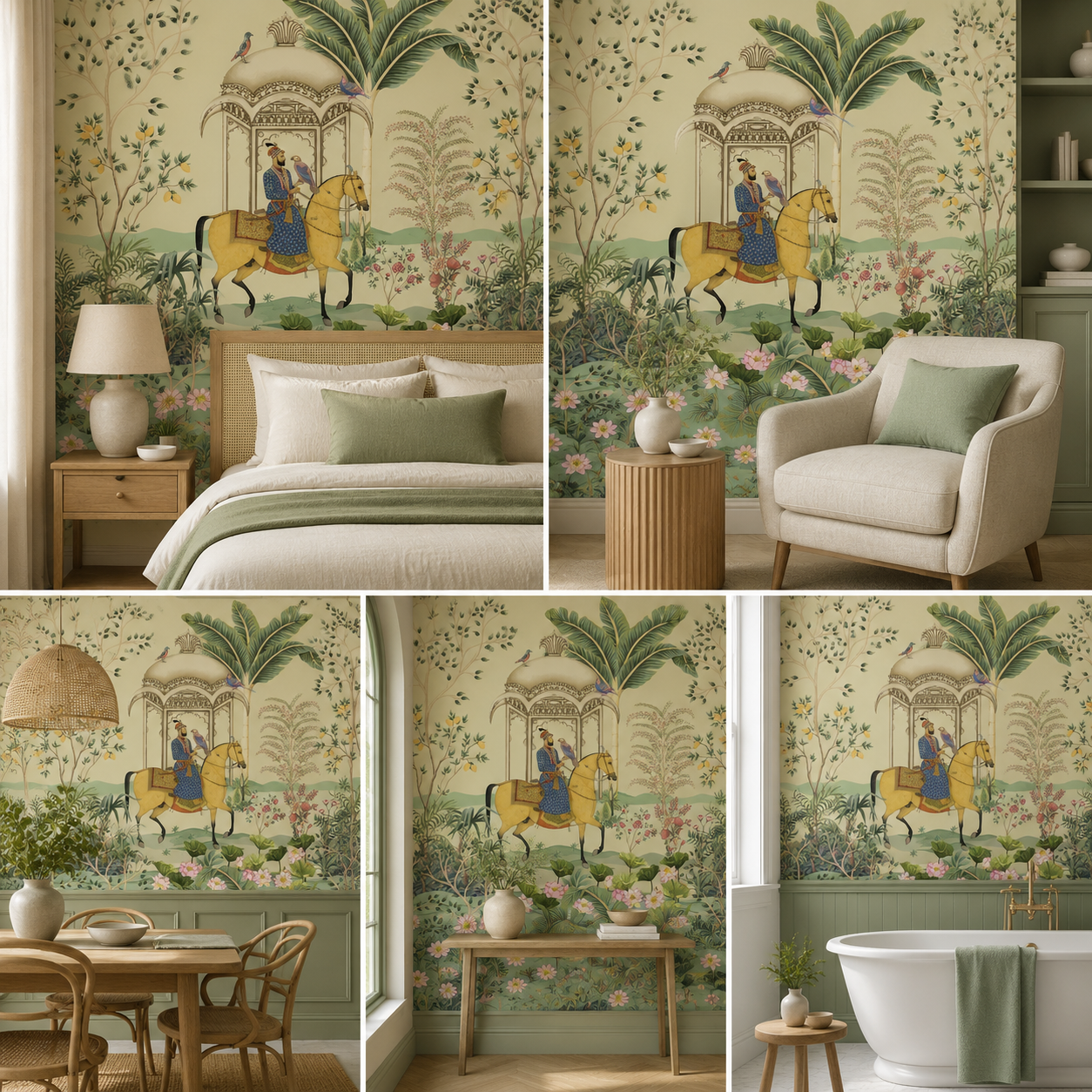 Ancient Indian Mughal Art Wallpaper for Living Room
