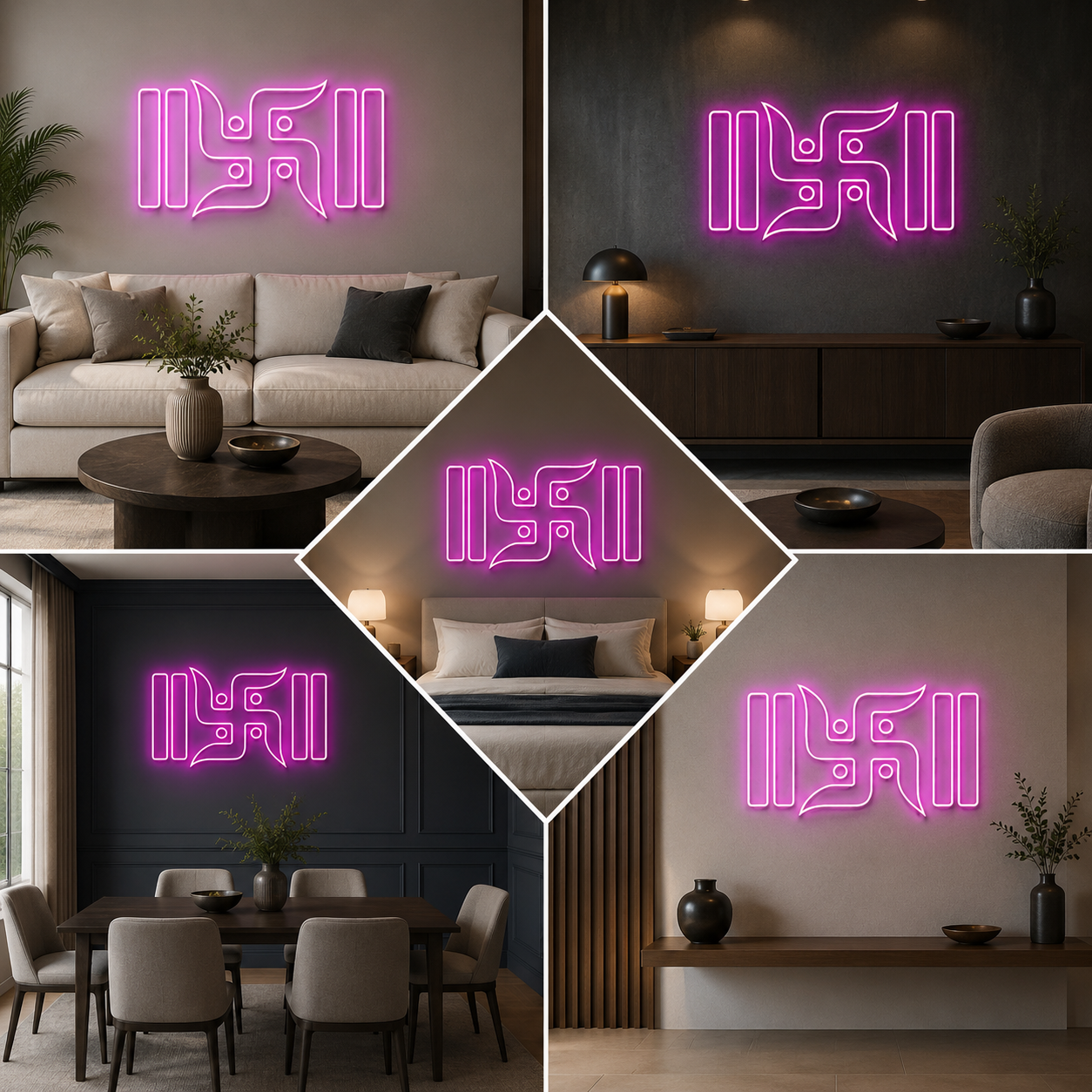 Hindu Swastik Neon Sign Board | Pink LED Custom Neon Light Swastik Symbol for Home, Temple & Spiritual Wall Decor