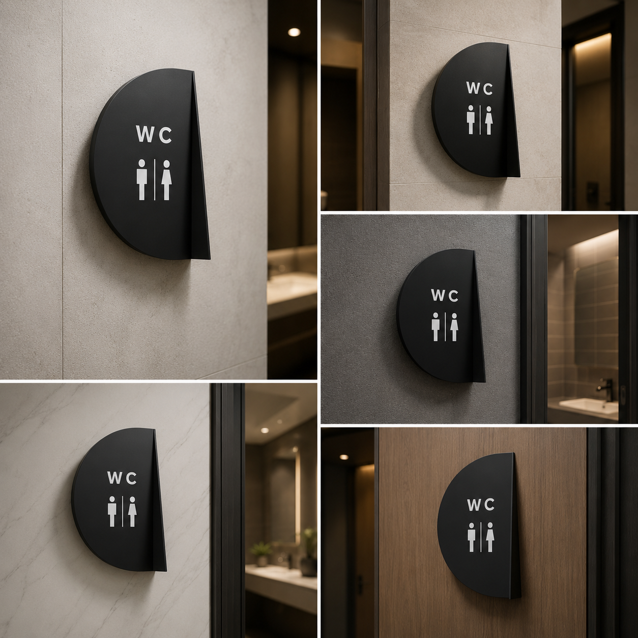 Modern WC Restroom Blade Sign | Hanging Toilet Direction Signage | Men Women Washroom Wall Plaque for Hotel Cafe Office