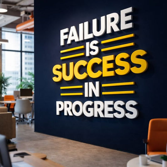 Failure is success in progress acrylic wall sign 3D motivational office wall decor
