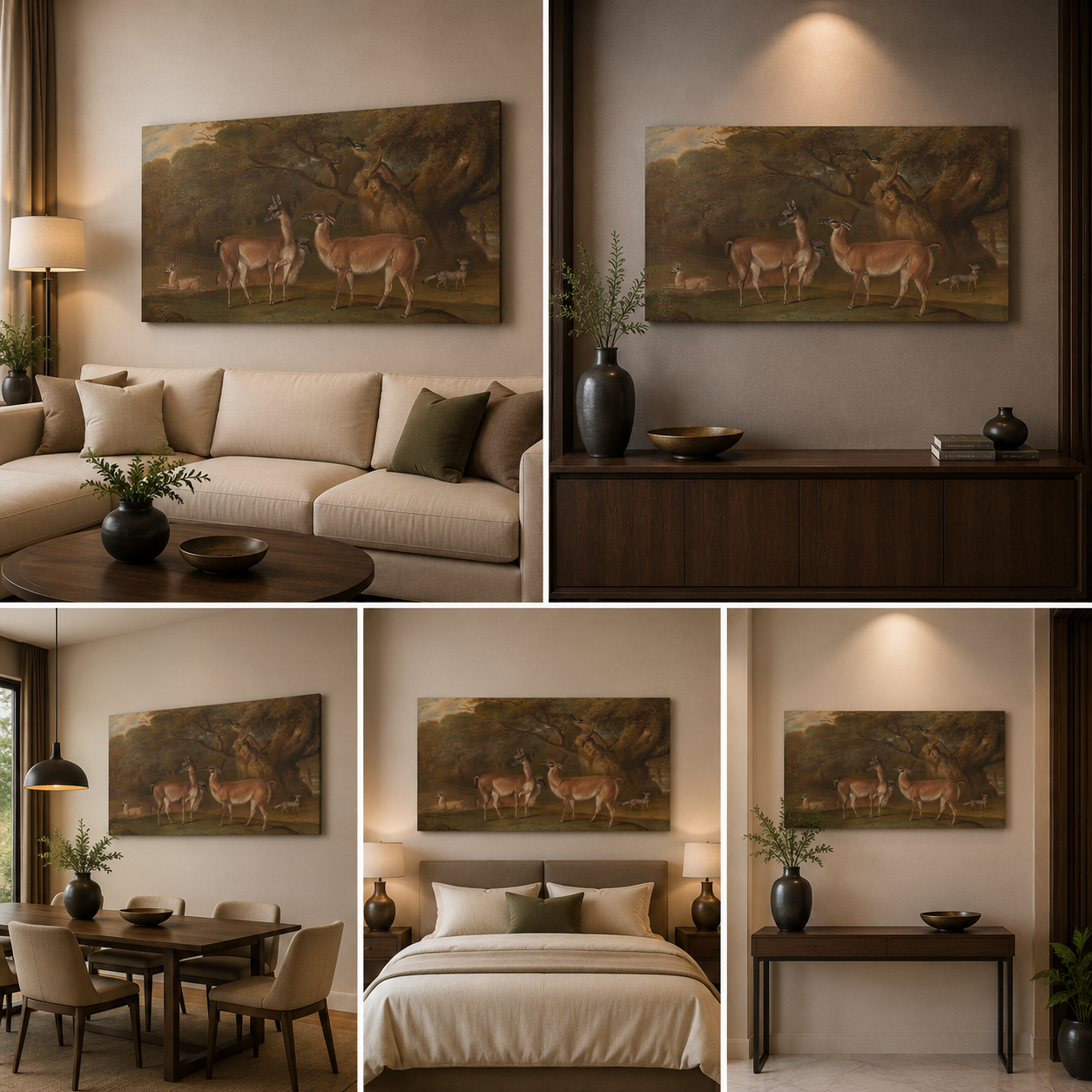 A Deer Couple with Frame for Wall Decor