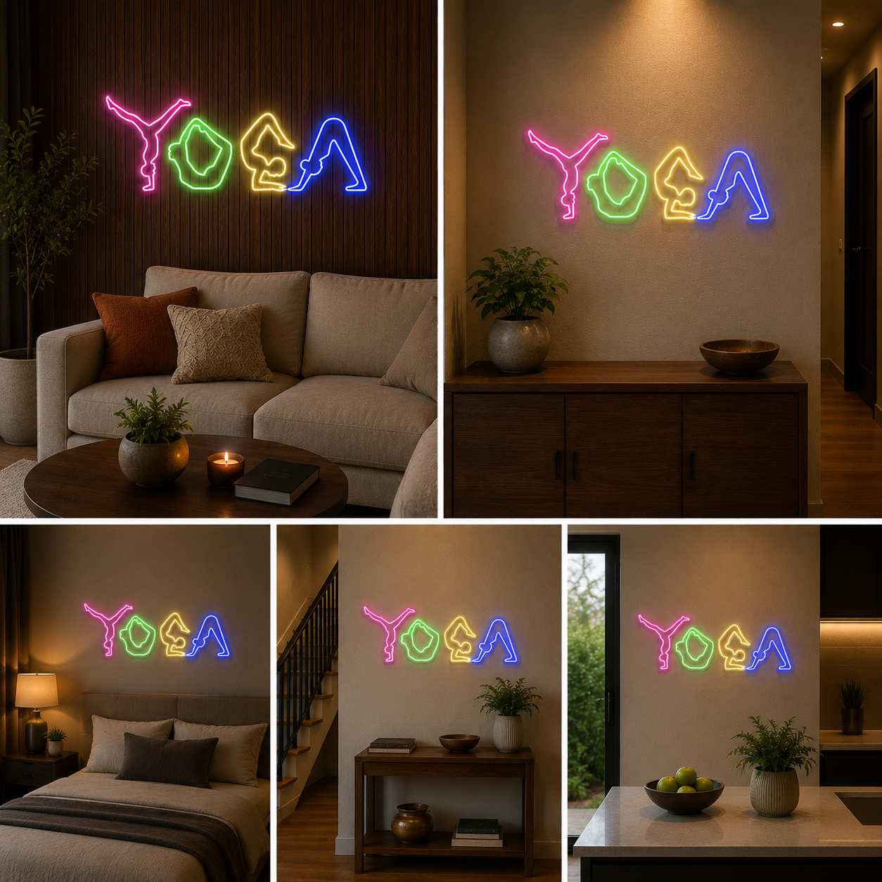 Yoga Neon Sign Board | LED Custom Neon Light Yoga Pose Sign for Studio, Gym & Wellness Wall Decor (24x12 In)