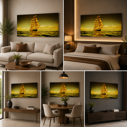 Sea and Ship Wall Painting Frame for Living Room