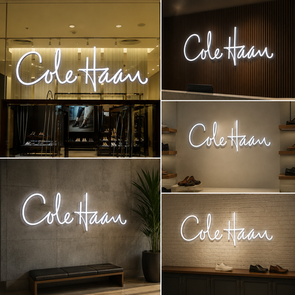 Style LED Script Sign | Custom White Neon Style Cursive LED Sign for Retail & Store Branding