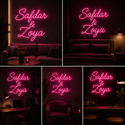 Custom Couple Names LED Neon Sign | Personalized Wedding, Bedroom & Anniversary Wall Light