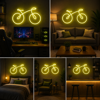Bicycle Neon Sign with Warm White Glow for Cycling, Gym, Bedroom and Modern Home Decor