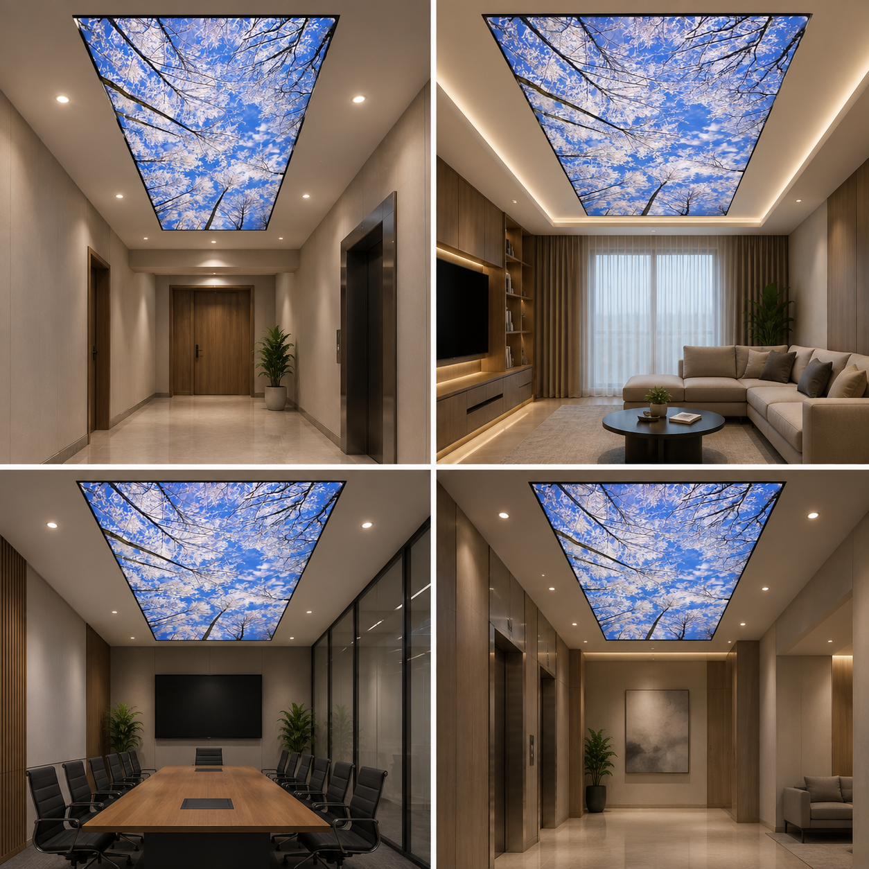 LED Fabric Light Box | Backlit Ceiling Panel for Nature-Inspired Interiors