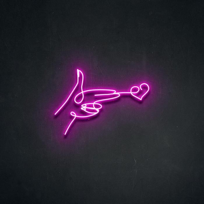 Finger heart neon sign board pink LED neon light wall decor for bedroom